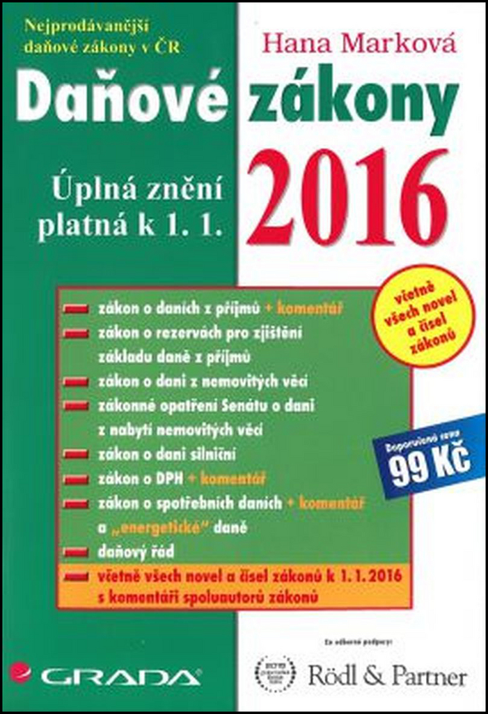 DAŇOVÉ ZÁKONY K 1.1.2016