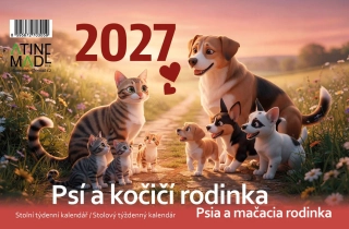 KALENDÁŘ 2027 PSÍ A KOČIČÍ RODINKA, STOLNÍ