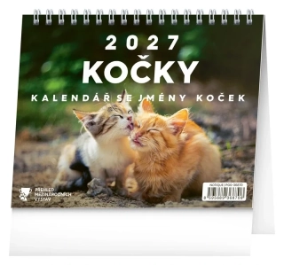 KALENDÁŘ 2027 STOLNÍ: KOČKY - SE JMÉNY KOČEK